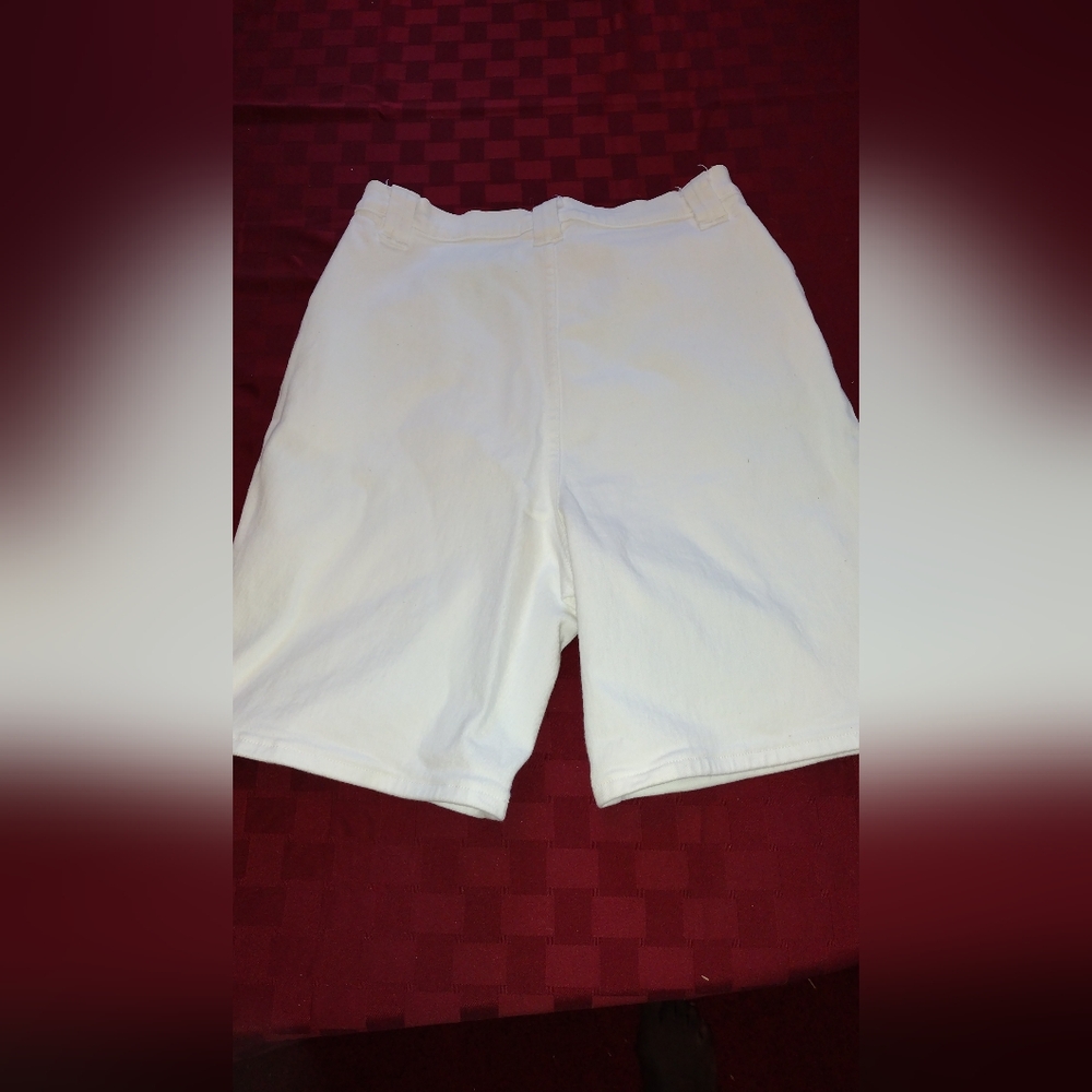 Women's Vintage Bonjour High Rise Ivory Jean Shorts Size 12-14 Stretch